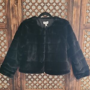 Steve Madden Midnight Black Faux Fur Jacket- M *NWT*